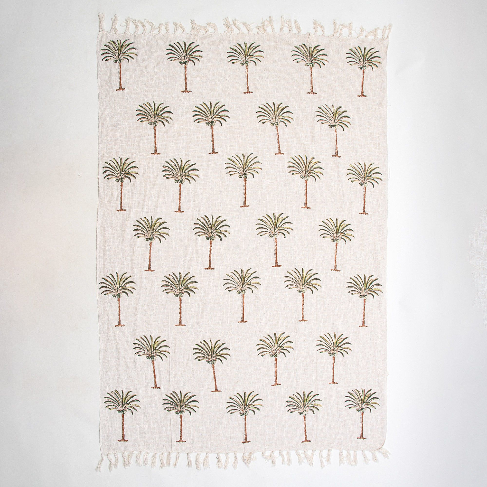 Date Palm Tree Print Handcrafted Sofa Throw
